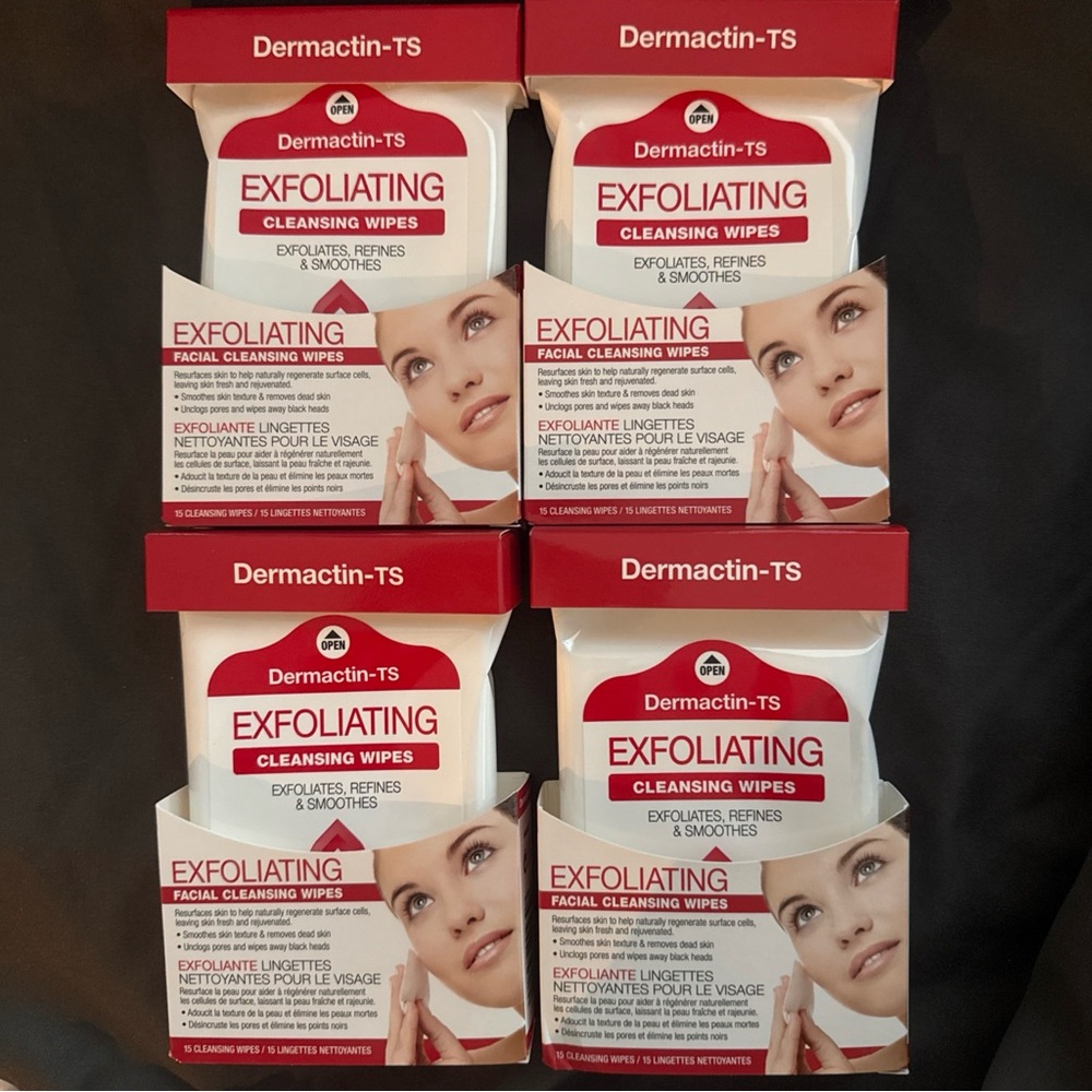 Exfoliating Cleansing Wipes – 4 packs of 15, 60 total